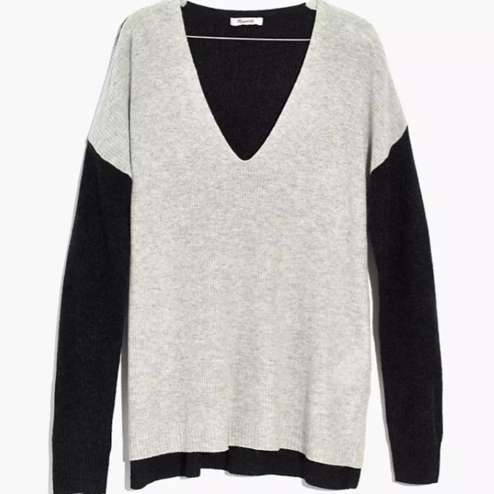 Madewell Womens Pullover V-Neck Sweater Dual Tone